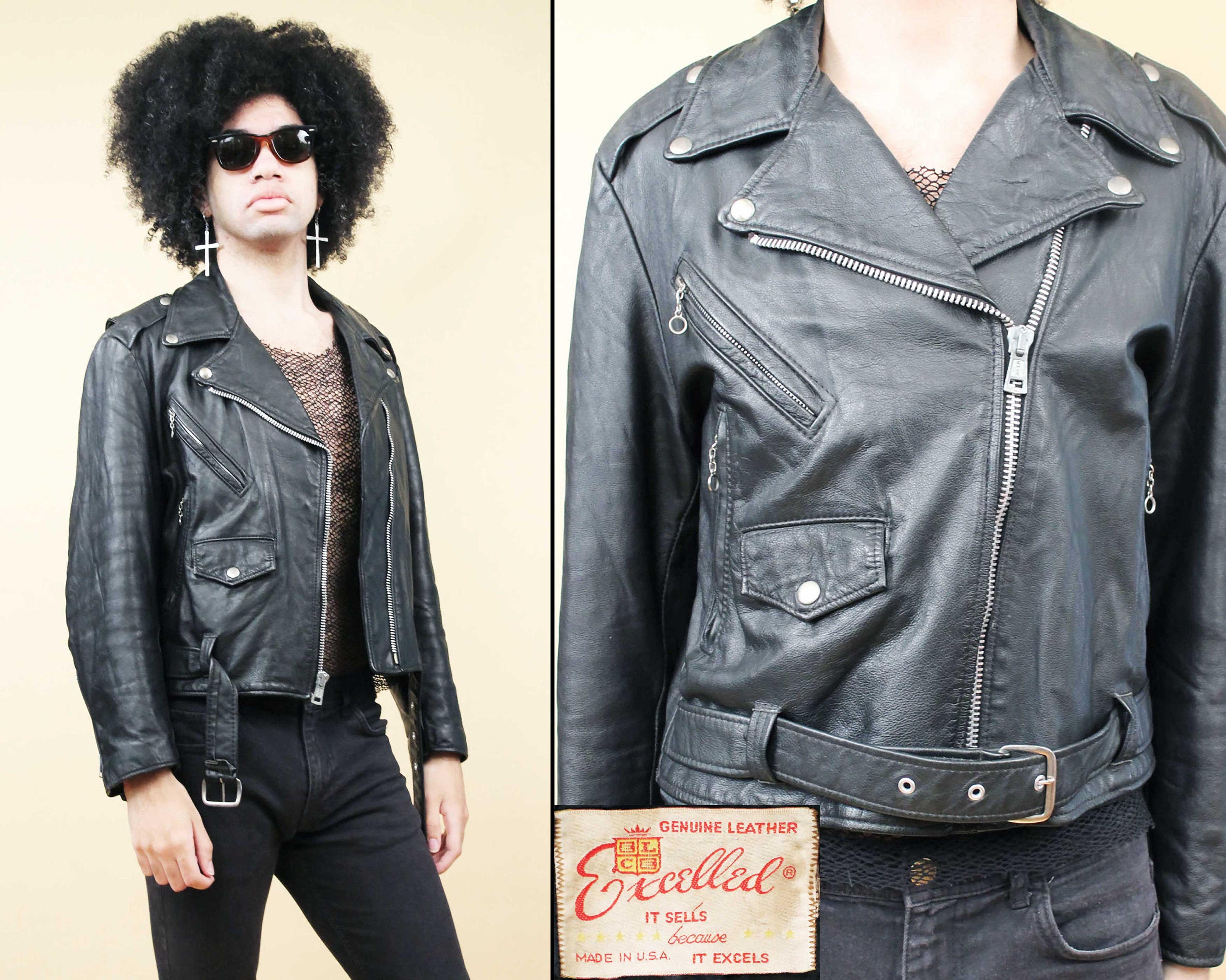 70s Vtg Black Leather Motorcycle Jacket Biker Moto Punk 70s Vtg Black Leather Motorcycle Jacket Biker Moto Punk
