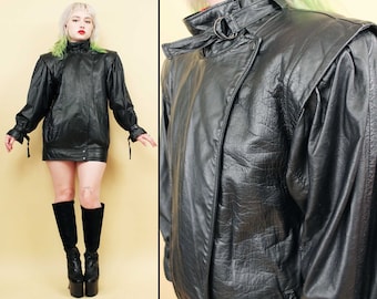 ジャケット・アウター 80s 90s Euro vintage black cashgora coat Vintage Leather Jacket for Men | Men's Y2K 90s Zip up Jacket