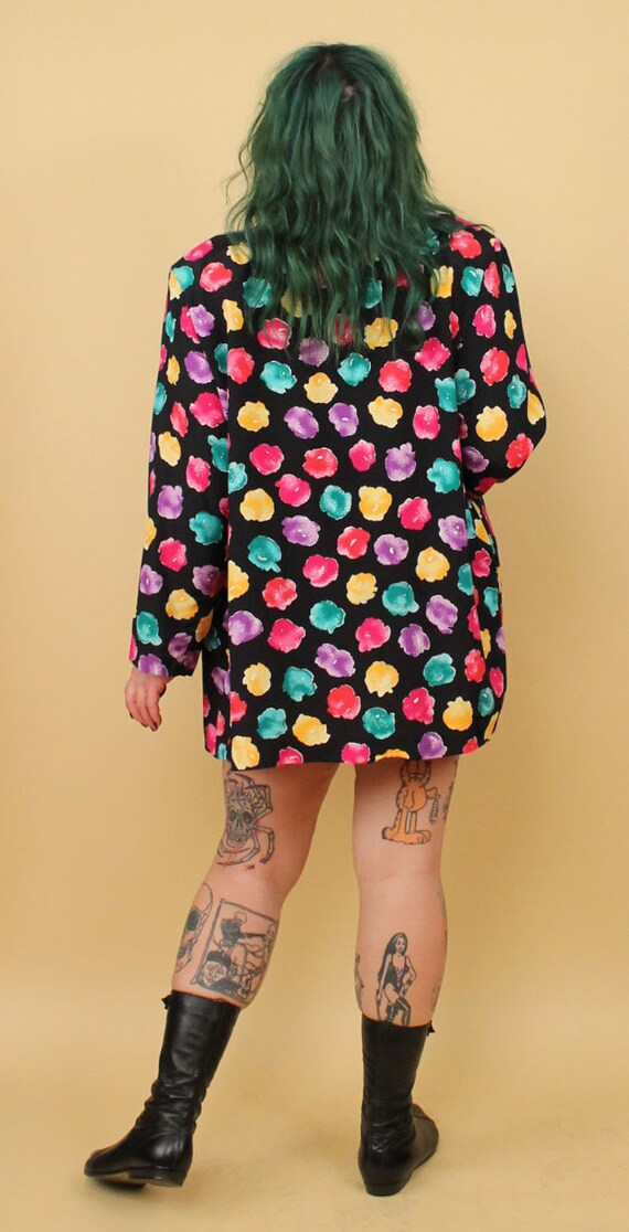 80s Vtg Cotton Candy Fluff Print Kimono Duster La… - image 7