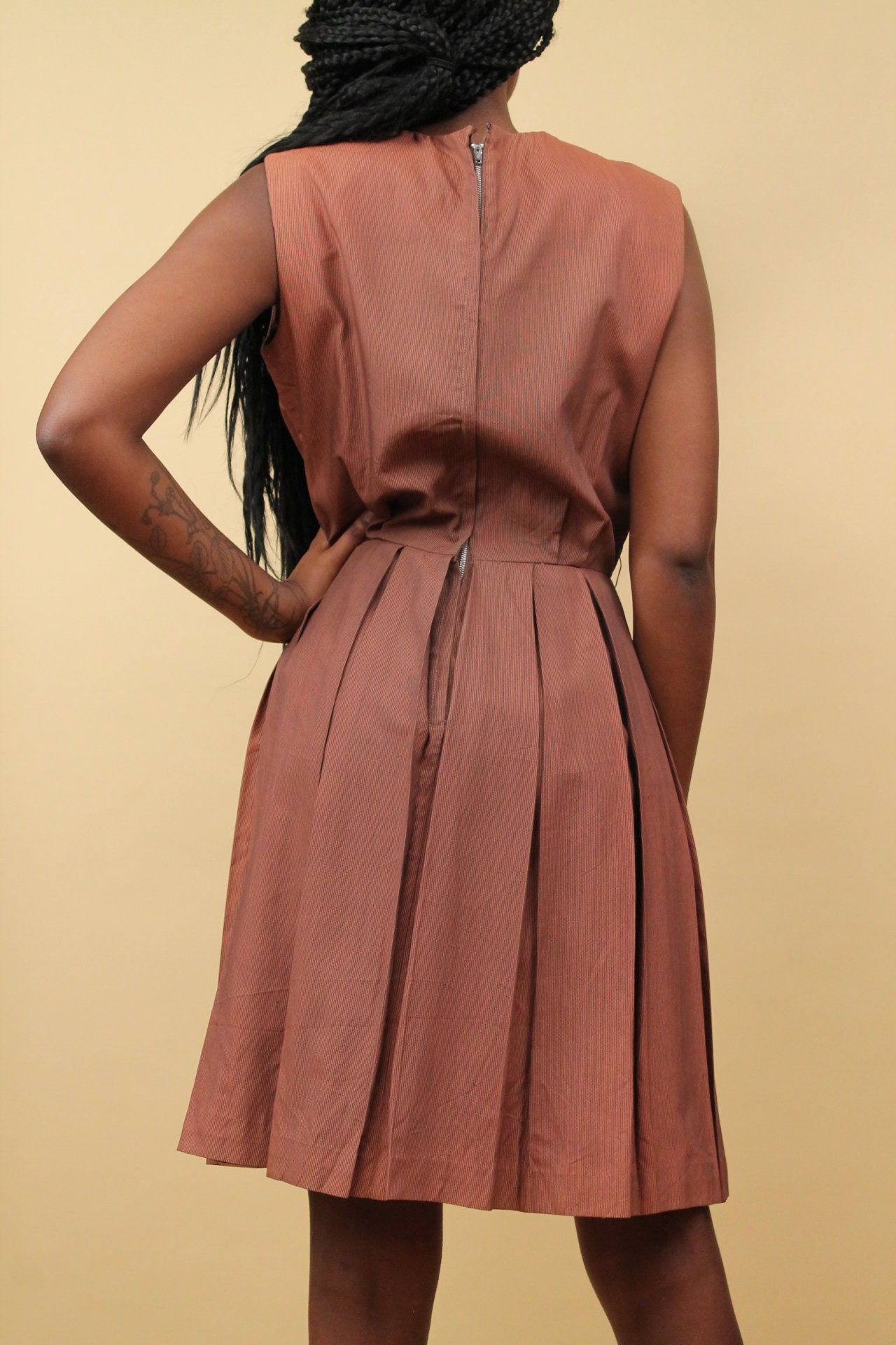 ワンピース Mid 1950s Vintage Brown Cotton Dress Vintage 1950s Cotton Sun Dress/summer Dress/full Skirt/50s