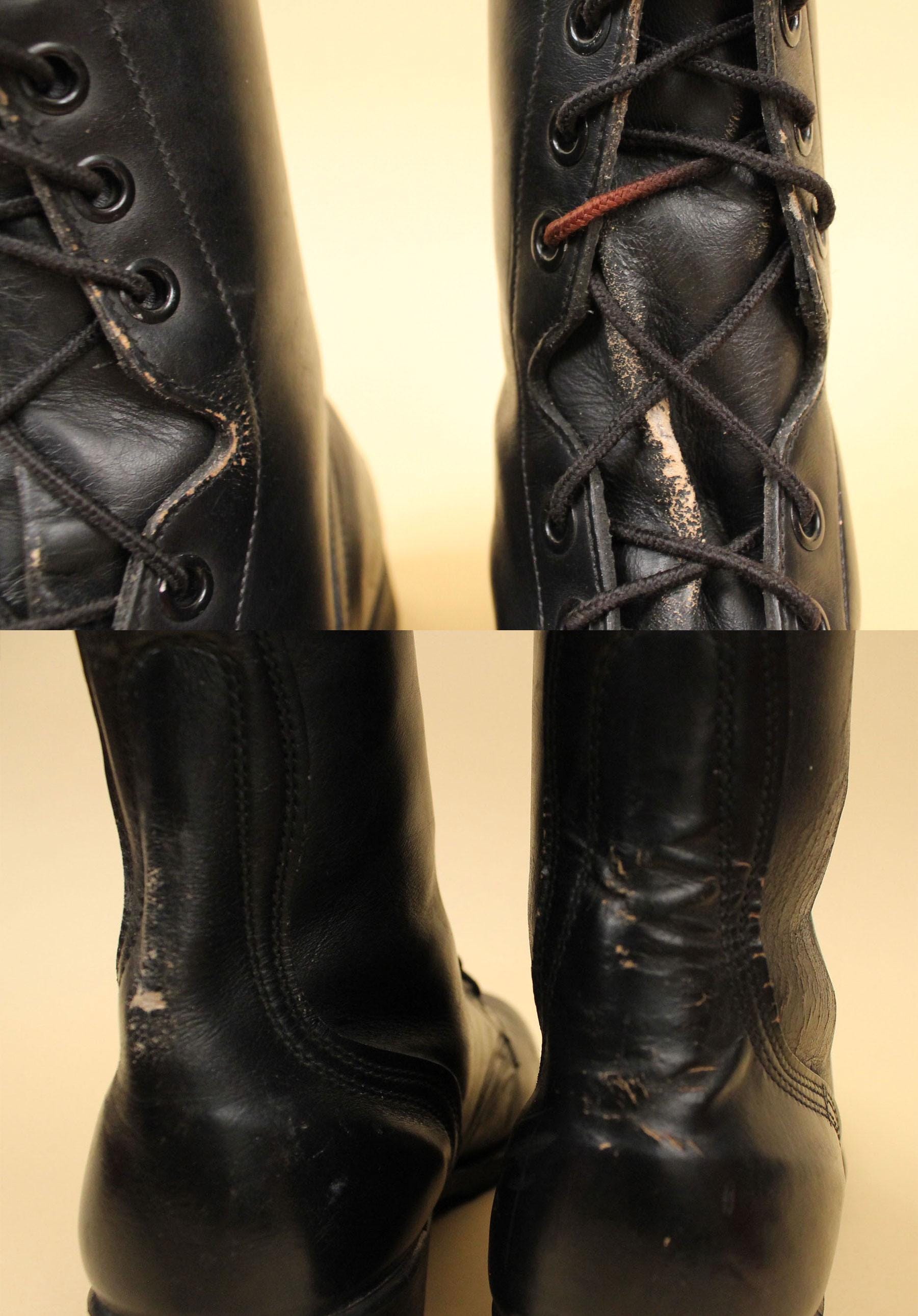US Military Combat Boots Vintage 1978 Leather Tactical 6R Black High Top Lace Up 8.5R Vintage 70s US Army Combat Military Boots Black Leather  main image 4
