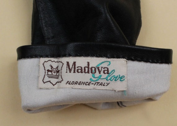 60s Vtg Black Italian Leather Gloves Soft Buttery… - image 2
