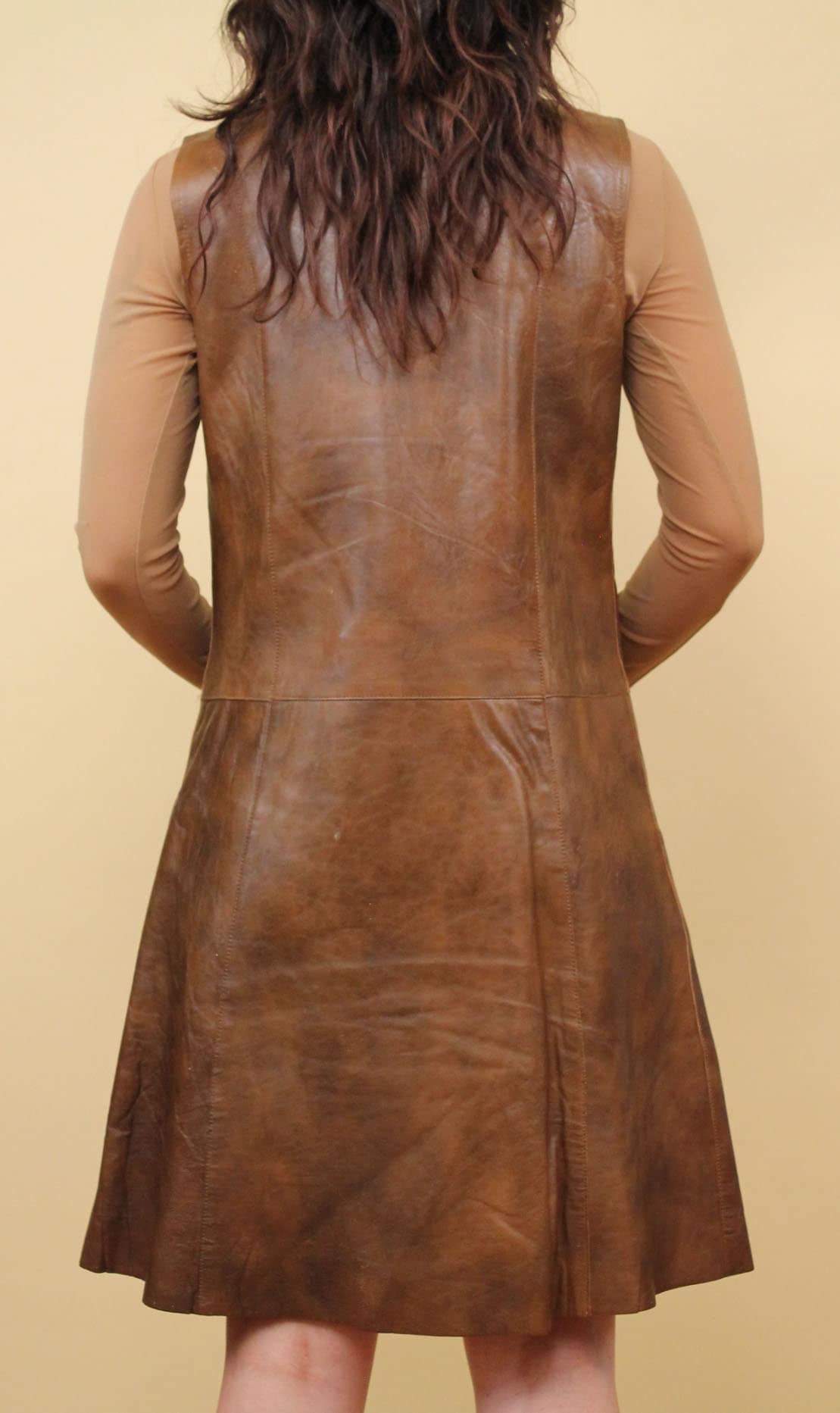 chinese dress ladies Layton Ruched Leather Camel Dress – Thomas and Rye main image 0