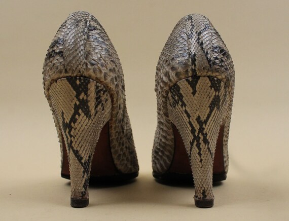 40s 50s Vtg Custom Made Python Snakeskin High Hee… - image 8