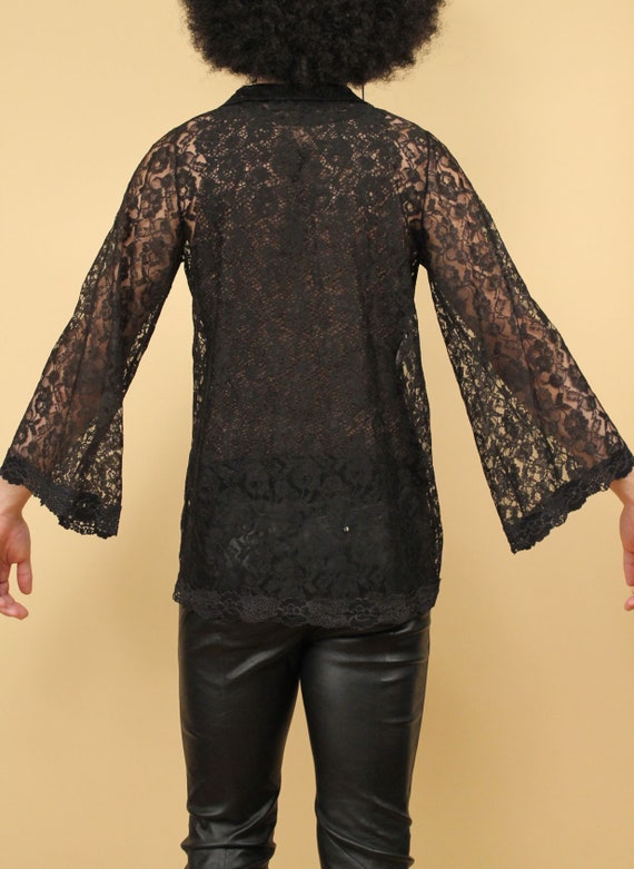 60s Vtg Cattani of California Black Lace Sheer Be… - image 6