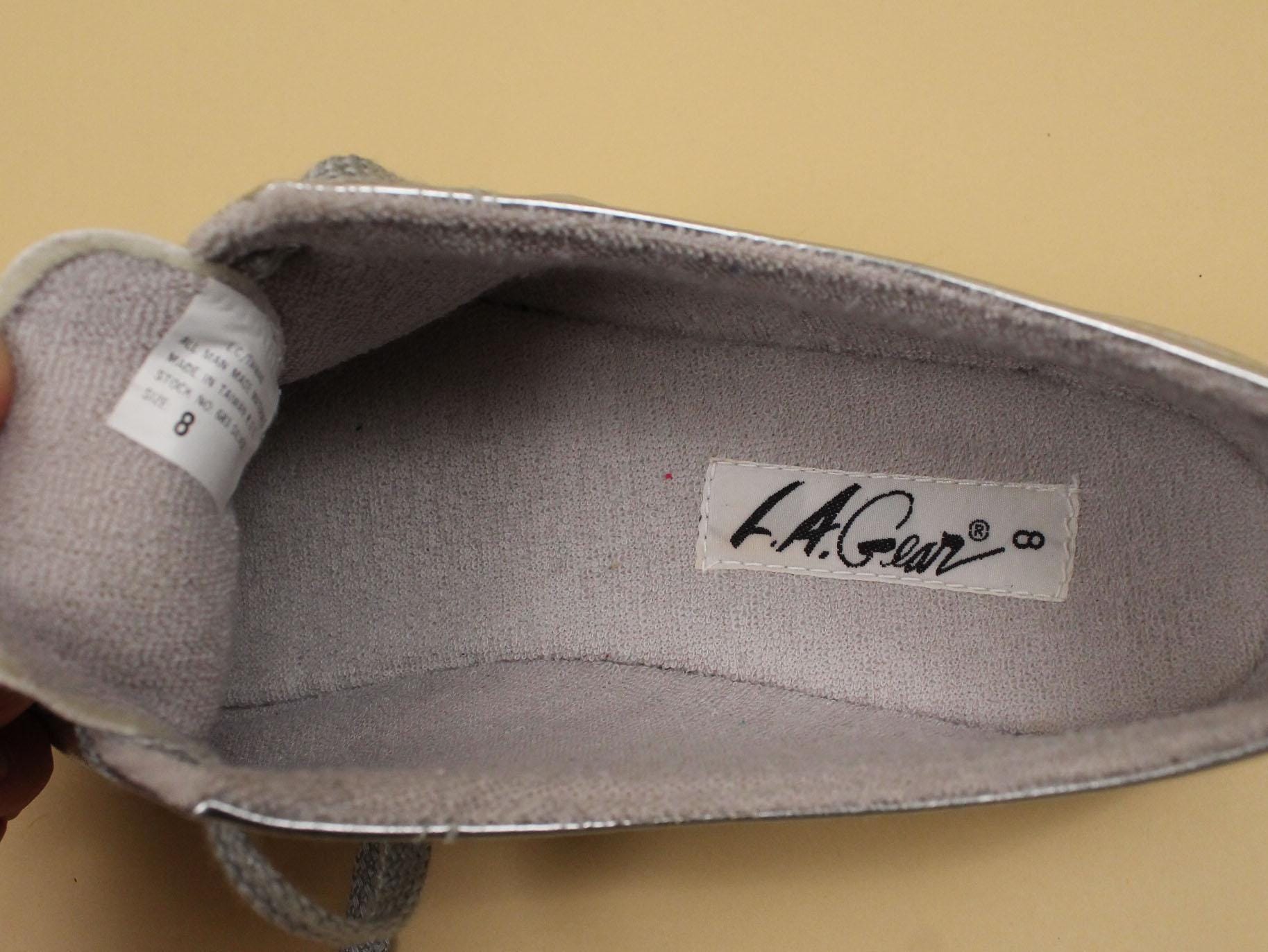 80s Vtg LA Gear Silver Metallic Sneakers Lace up Flats
