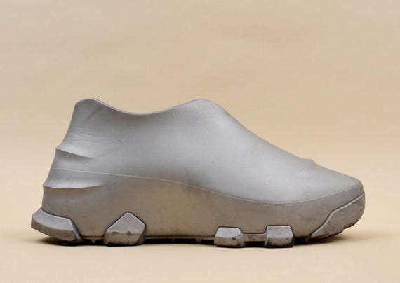 Vtg Givenchy Monumental Mallow Sneaker Shoe Clog Futuristic Silver