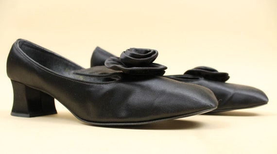 50s 60s Vtg Jet Black Genuine Leather Mary Jane G… - image 5