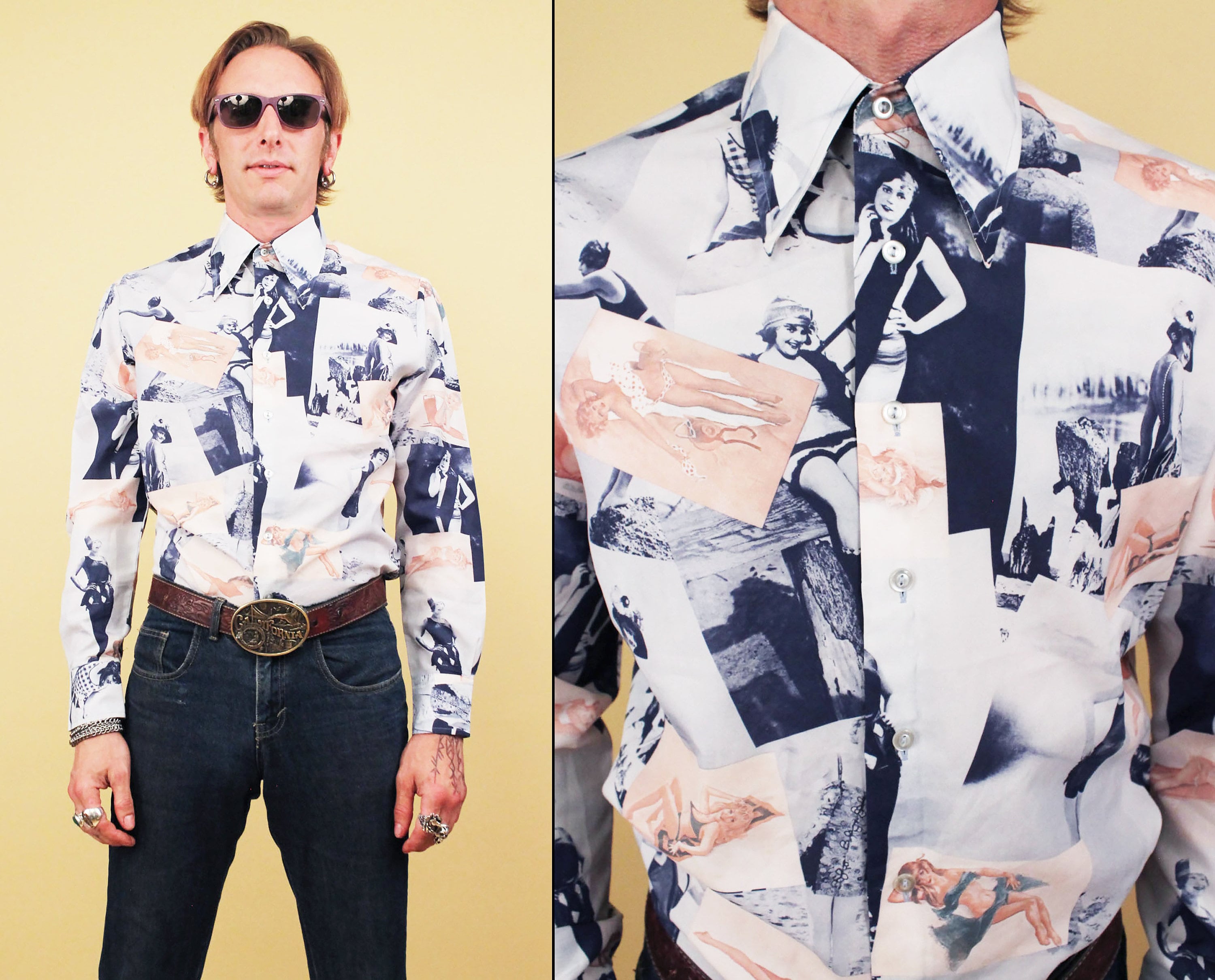 70s Vtg Vargas Coney Island PLAYBOY Rare Menswear Button up