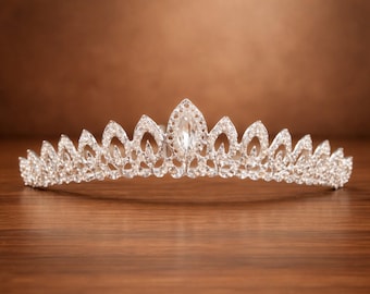 Silver Bridal Crown & Tiara | Crystal Rhinestone Wedding Headpiece | Elegant Bridal Hair Jewelry | Sparkly Diadem for Bride | Pageant Gift