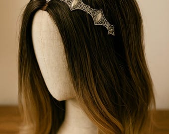 Metal Crown Headband for Renaissance Fair, Viking Chainmail Armor Tiara, Medieval Battle Crown, Fantasy Festival Costume Accessory