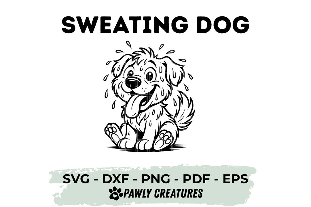 Sweating Dog Clipart | Kawaii Animal | Svg Png Dxf Pdf | Pawly ...