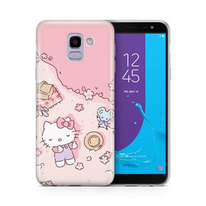 Funda de teléfono Hello Kitty KK3 para Samsung Galaxy A3, A5, A6, A7, A8, J3, J5, J6 y J7, diseño japonés de gatito blanco de dibujos animados. 1