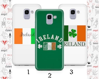 Funda para Samsung Galaxy A3, A5, A6, A7, A8, J3, J5, J6 y J7 con bandera irlandesa (tricolor, verde, blanco y naranja).