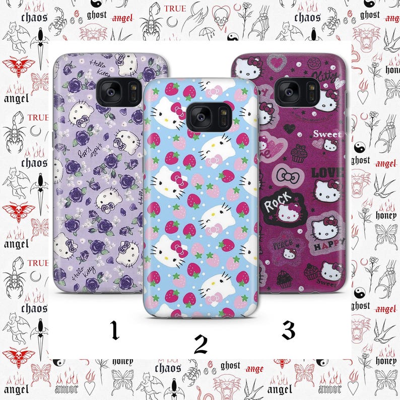Hello Kitty KK2 Phone Case Cover For Samsung Galaxy S5 S6 S7 S8 S9 Edge Plus LTE NEO Models Japan Japanese Kitty White Cartoon Character Cat image 1