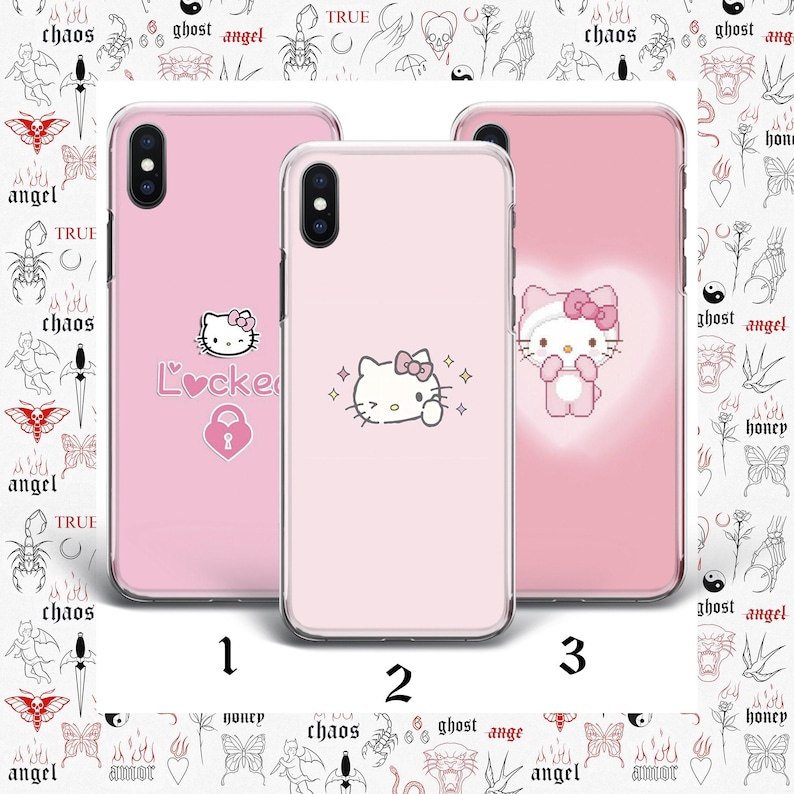 Hello Kitty KK5 Phone Case Cover For Apple iPhone 5 SE 2020 2022 6 7 8 X Xs XR MaX PLuS Models Japan Japanese Kitty White Cartoon Character image 3
