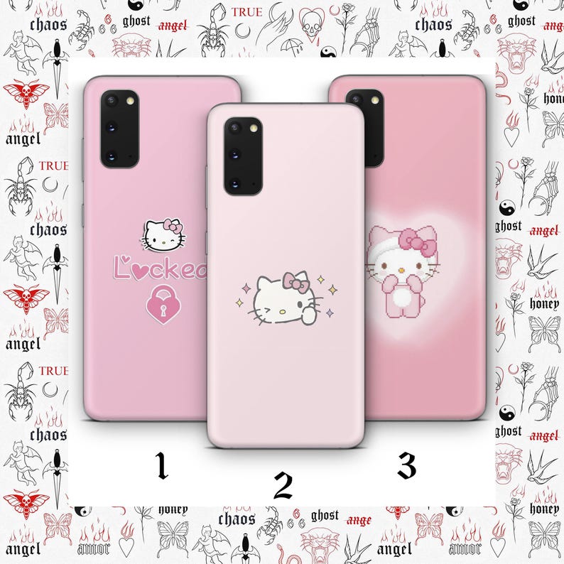 Hello Kitty KK5 Phone Case Cover For MANY VARIOUS Samsung Galaxy Models Japan Japanese Kitty White Cartoon Character Kitten Bild 1