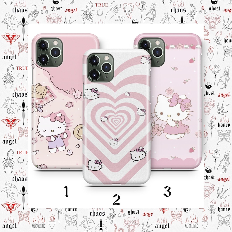 Hello Kitty KK3 Telefon Fall für Apple iPhone 11 12 13 14 15 16 e 17 Air PRO Plus Mini Max Japan Japanische Kitty Weiß Cartoon Charact Kätzchen Bild 1