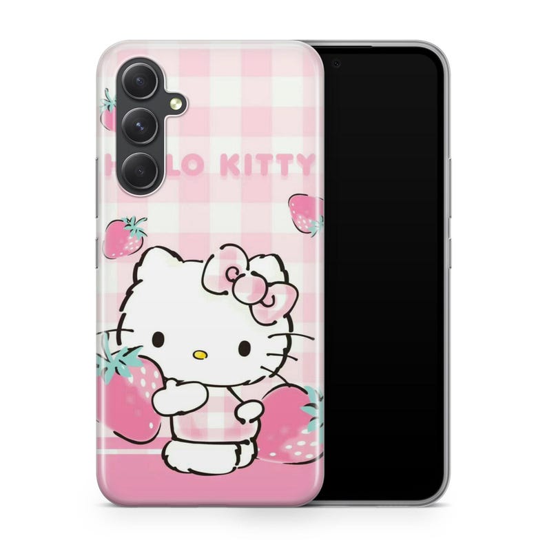 Funda de Hello Kitty KK8 para Samsung A14, A15, A16, A17, A25, A26, A33, A34, A35, A36, A53, A54, A55, A56, A72, A73 y más modelos, Japón, Kitty, blanco 1