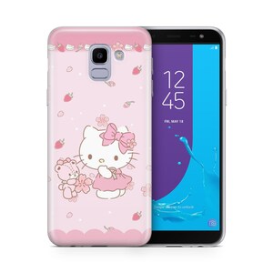 Funda de teléfono Hello Kitty KK3 para Samsung Galaxy A3, A5, A6, A7, A8, J3, J5, J6 y J7, diseño japonés de gatito blanco de dibujos animados. 3