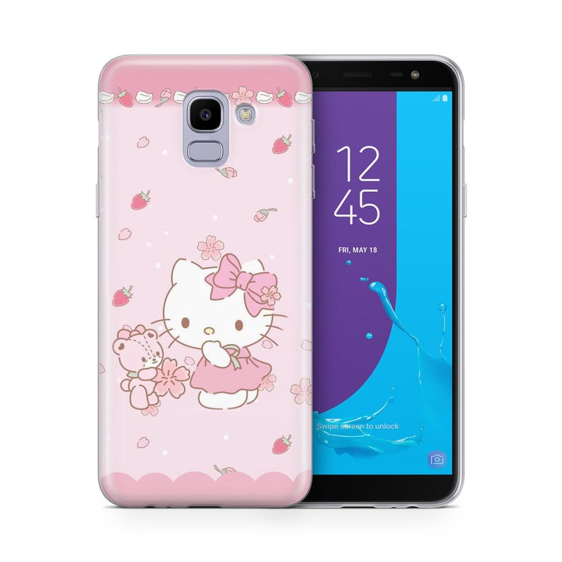 Funda de teléfono Hello Kitty KK3 para Samsung Galaxy A3, A5, A6, A7, A8, J3, J5, J6 y J7, diseño japonés de gatito blanco de dibujos animados. 3