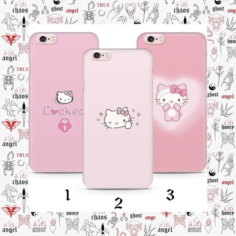 Hello Kitty KK5 Phone Case Cover For Apple iPhone 5 SE 2020 2022 6 7 8 X Xs XR MaX PLuS Models Japan Japanese Kitty White Cartoon Character image 1