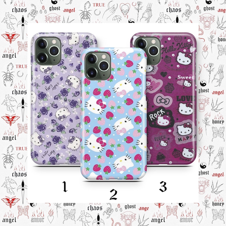 Hello Kitty KK2 Handyhülle für Apple iPhone 11 12 13 14 15 16 e 17 Air PRO Plus Mini Max Japan Japanische Kitty Weiß Cartoon Charact Kätzchen Bild 1
