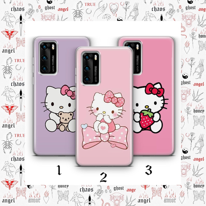 Capa para celular Hello Kitty KK1 para Huawei P9 P10 P20 P30 P40 Lite PRO Plus LG G5 G6, modelo japonês, com estampa da gatinha branca de desenho animado. imagem 1