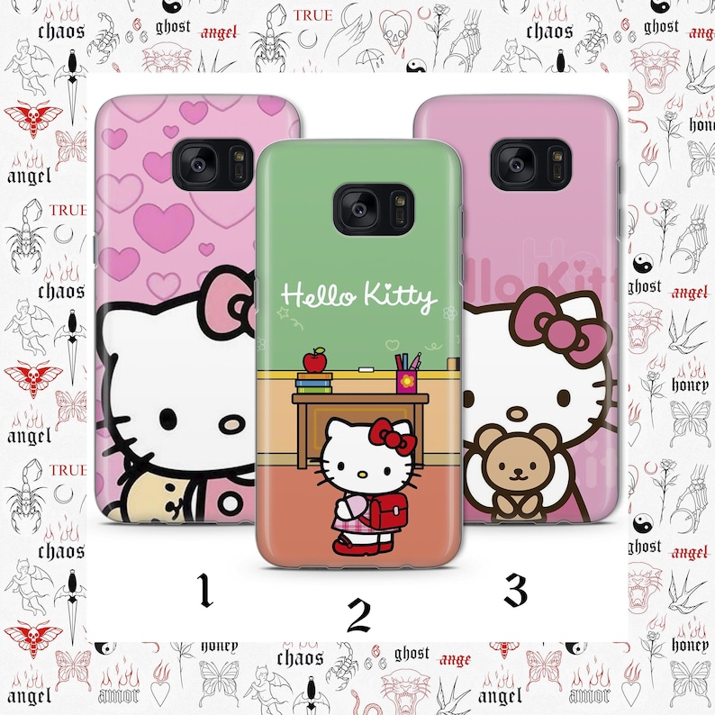 Etui Hello Kitty KK7 na telefon Samsung Galaxy S5 S6 S7 S8 S9 Edge Plus LTE NEO Modele Japonia Japońska biała postać z kreskówki Kot zdjęcie 1