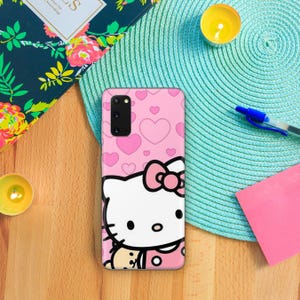 Funda de Hello Kitty KK7 para Samsung Galaxy S20, S21, S22, S23, S24, S25 FE Plus, Ultra Edge, diseño japonés de gatito blanco. imagen 4