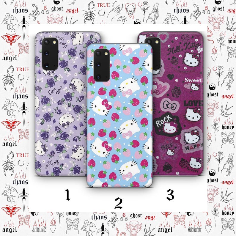 Hello Kitty KK2 Phone Case Cover For MANY VARIOUS Samsung Galaxy Models Japan Japanese Kitty White Cartoon Character Kitten bild 1
