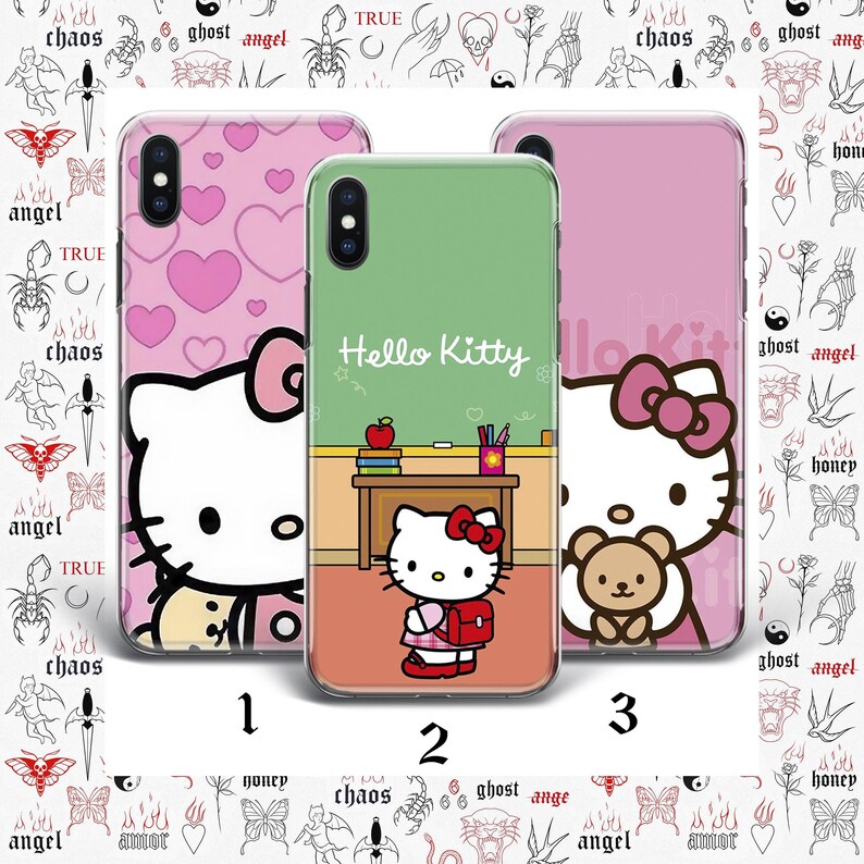 Hello Kitty KK7 Phone Case Cover For Apple iPhone 5 SE 2020 2022 6 7 8 X Xs XR MaX PLuS Models Japan Japanese Kitty White Cartoon Character image 3