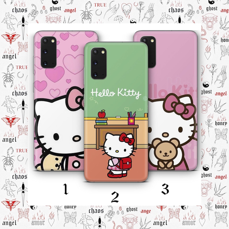 Funda de Hello Kitty KK7 para Samsung Galaxy S20, S21, S22, S23, S24, S25 FE Plus, Ultra Edge, diseño japonés de gatito blanco. imagen 1