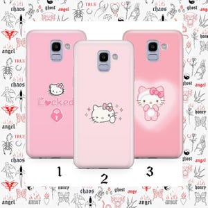 Hello Kitty KK5 Phone Case Cover For Samsung Galaxy A3 A5 A6 A7 A8 J3 J5 J6 J7 Models Japan Japanese Kitty White Cartoon Character Kitten image 1