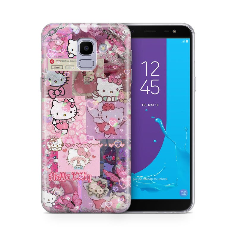 Funda de Hello Kitty KK6 para Samsung Galaxy A3, A5, A6, A7, A8, J3, J5, J6 y J7, diseño japonés de gatito blanco. 1