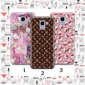 Funda de Hello Kitty KK6 para Samsung Galaxy A3, A5, A6, A7, A8, J3, J5, J6 y J7, diseño japonés de gatito blanco. imagen 1