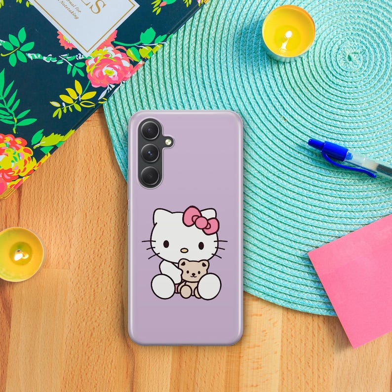 Funda de Hello Kitty KK1 para Samsung A14, A15, A16, A17, A25, A26, A33, A34, A35, A36, A53, A54, A55, A56, A72, A73 y más modelos, Japón, Kitty, blanco imagen 3