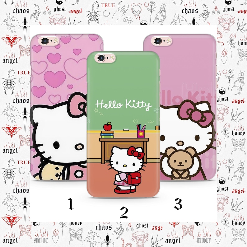 Hello Kitty KK7 Phone Case Cover For Apple iPhone 5 SE 2020 2022 6 7 8 X Xs XR MaX PLuS Models Japan Japanese Kitty White Cartoon Character image 1