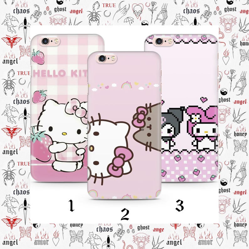 Hello Kitty KK8 Telefonskal till Apple iPhone 5 SE 2020 2022 6 7 8 X Xs XR MaX PLUS Modeller Japan Japansk kattunge Vit tecknad figur bild 1