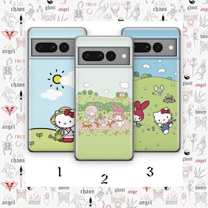 Hello Kitty KK4 Telefoon Case Cover Voor Google Pixel 6 6A 7 7A 8 8A 9 9A 10 Pro XL Modellen Japan Japanse Kitty Wit Stripfiguur Kitten afbeelding 1