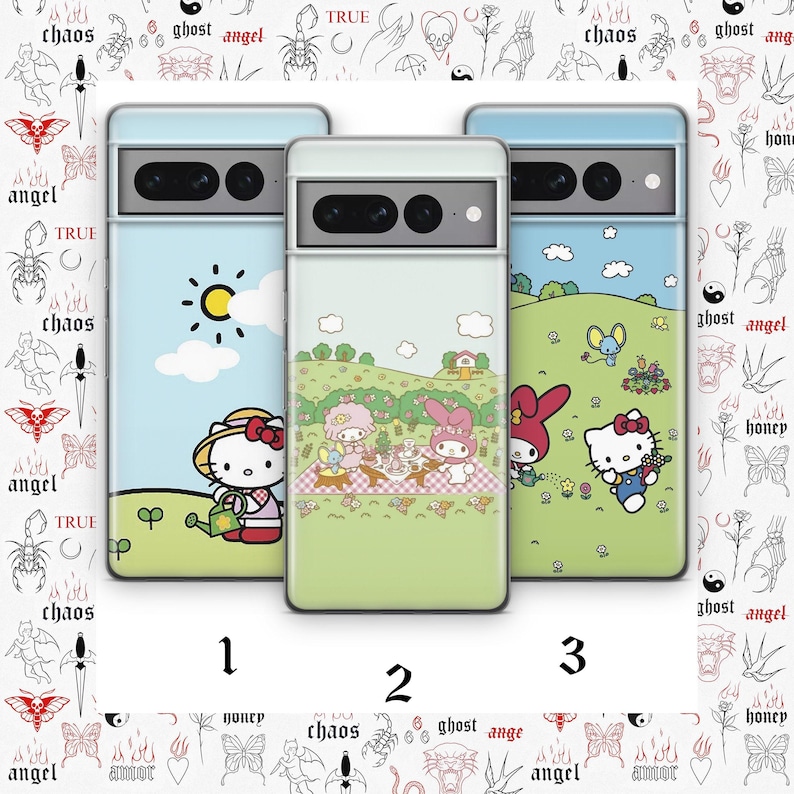 Hello Kitty KK4 Telefoon Case Cover Voor Google Pixel 6 6A 7 7A 8 8A 9 9A 10 Pro XL Modellen Japan Japanse Kitty Wit Stripfiguur Kitten afbeelding 1