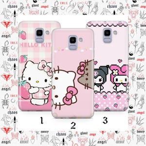 Hello Kitty KK8 Phone Case Cover For Samsung Galaxy A3 A5 A6 A7 A8 J3 J5 J6 J7 Models Japan Japanese Kitty White Cartoon Character Kitten image 1