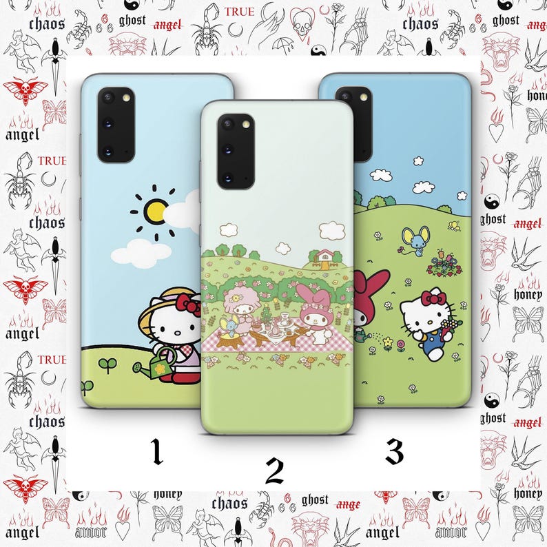 Hello Kitty KK4 Phone Case Cover For MANY VARIOUS Samsung Galaxy Models Japan Japanese Kitty White Cartoon Character Kitten image 1