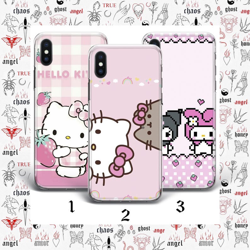 Hello Kitty KK8 Telefonskal till Apple iPhone 5 SE 2020 2022 6 7 8 X Xs XR MaX PLUS Modeller Japan Japansk kattunge Vit tecknad figur bild 3