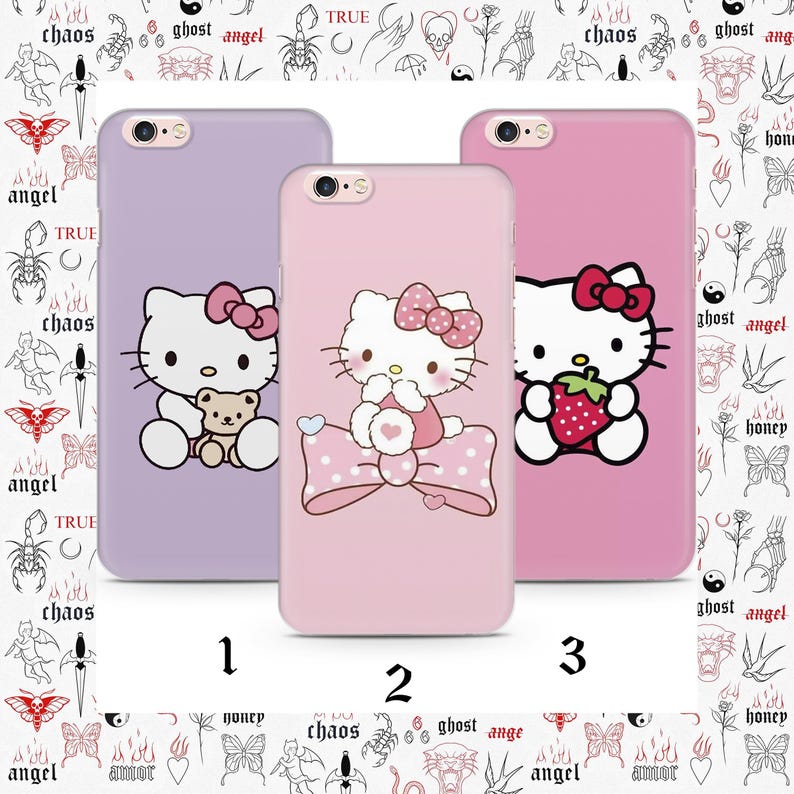 Hello Kitty KK1 Phone Case Cover For Apple iPhone 5 SE 2020 2022 6 7 8 X Xs XR MaX PLuS Models Japan Japanese Kitty White Cartoon Character image 1