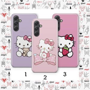 Funda de Hello Kitty KK1 para Samsung A14, A15, A16, A17, A25, A26, A33, A34, A35, A36, A53, A54, A55, A56, A72, A73 y más modelos, Japón, Kitty, blanco imagen 1