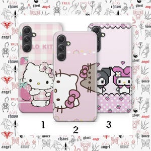 Funda de Hello Kitty KK8 para Samsung A14, A15, A16, A17, A25, A26, A33, A34, A35, A36, A53, A54, A55, A56, A72, A73 y más modelos, Japón, Kitty, blanco imagen 1