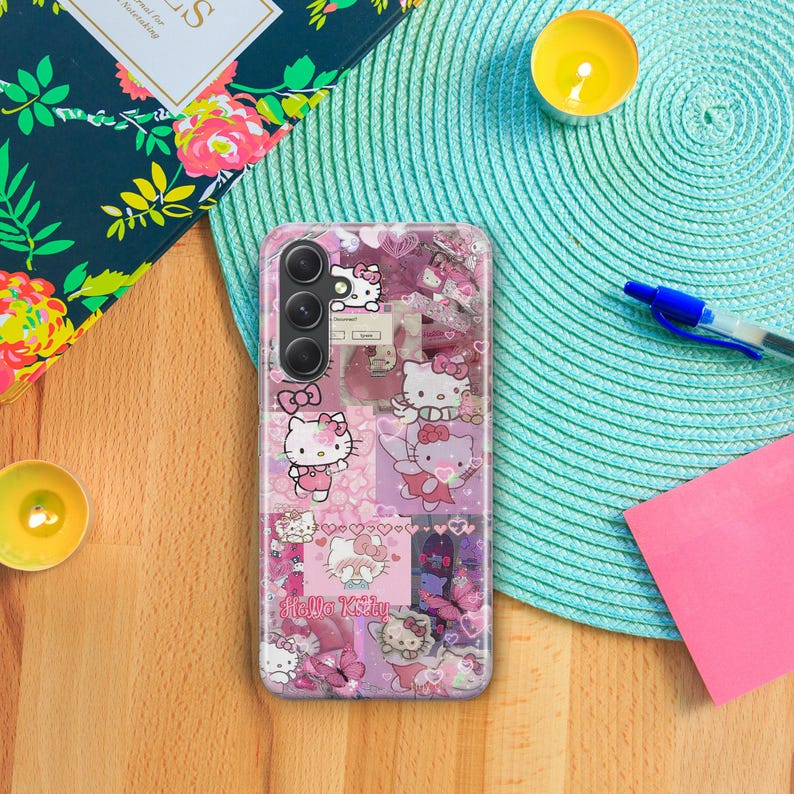Funda de Hello Kitty KK6 para Samsung A14, A15, A16, A17, A25, A26, A33, A34, A35, A36, A53, A54, A55, A56, A72, A73 y más modelos, Japón, Kitty, blanco imagen 3