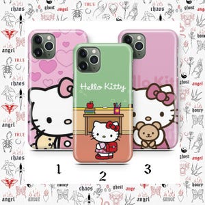Funda de teléfono Hello Kitty KK7 para Apple iPhone 11, 12, 13, 14, 15, 16 y 17 Air PRO Plus Mini Max, diseño japonés de gatito blanco con dibujos animados imagen 1
