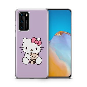 Capa para celular Hello Kitty KK1 para Huawei P9 P10 P20 P30 P40 Lite PRO Plus LG G5 G6, modelo japonês, com estampa da gatinha branca de desenho animado. 1